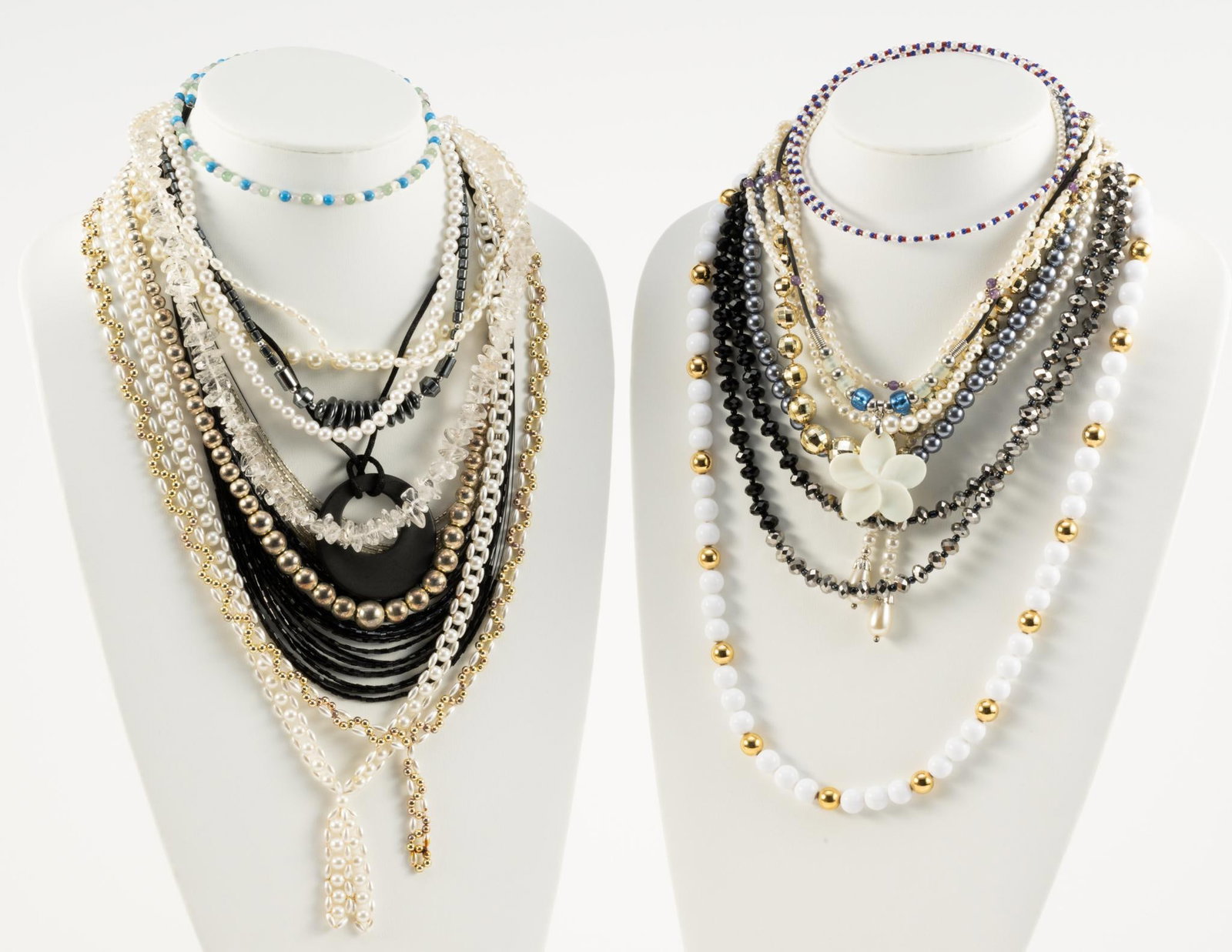 20 Costume Necklaces: Measure 8-1/4" to 22-3/4" long.
