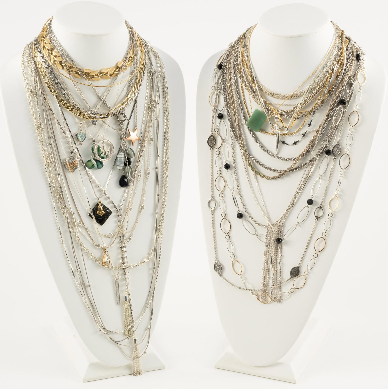 Lot of Costume Necklaces: Measures 6-1/2" to 29-1/2" long.