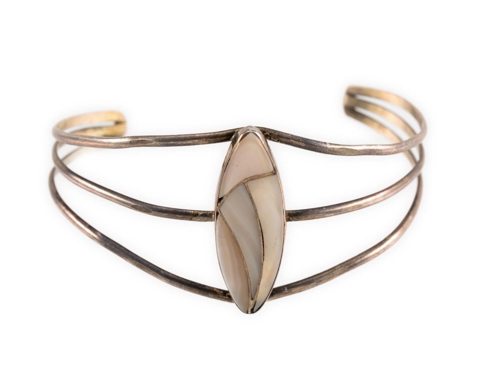 Navajo Sterling Silver & Abalone Cuff Bracelet (1 of 4)