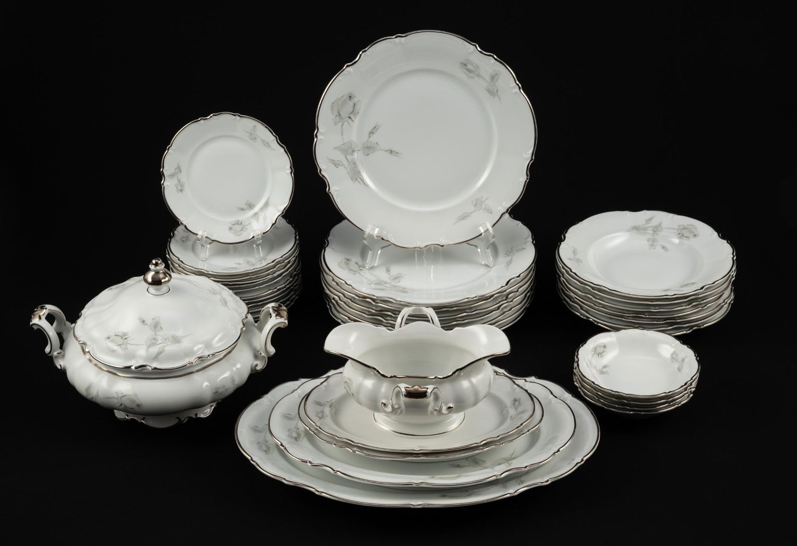 36 Pcs "Gray Rose" Hutchenreuther Dinnerware (1 of 7)