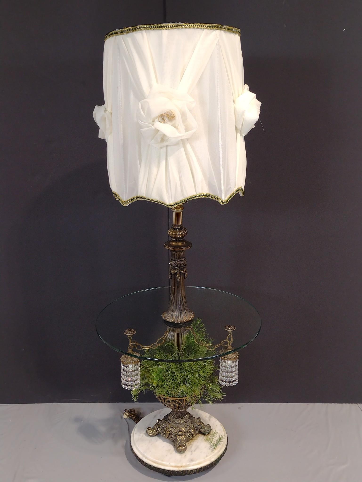 Lamp Table: NOT ELIGIBLE FOR IN-HOUSE SHIPPING. 24" diameter X 61" high. Working.