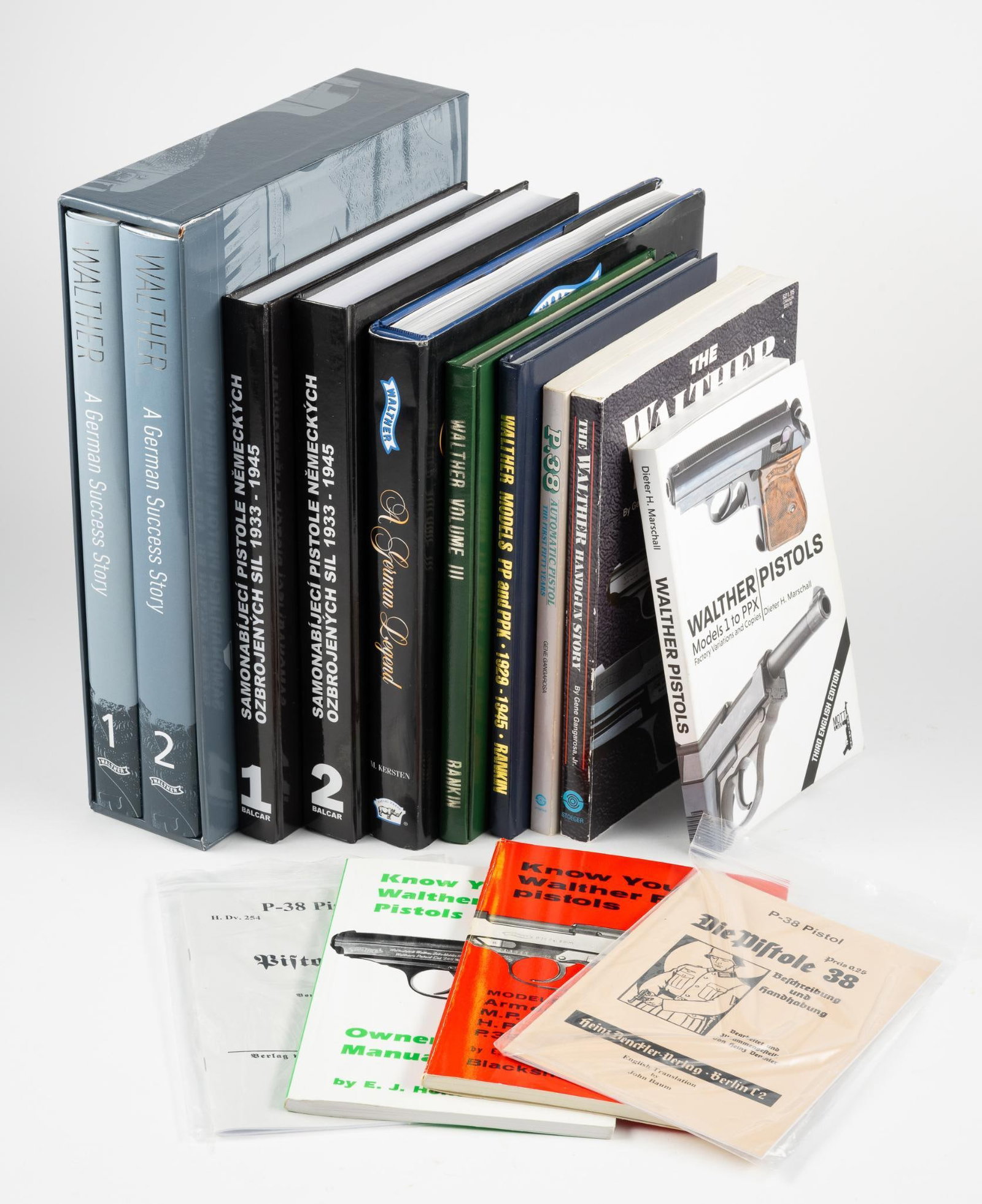 13 Walther Firearm Books incl. Walther Pistols Model 1 to PPX: Also includes Pistole 38; Know Your Walther PP & PPK Pistols; Know Your Walther P.38 Pistols; Samonabijeci Pistole Nemeckych Ozbrojenych Sil 1&2; Walther Models PP & PPK; Walther Volume III; P.38; The