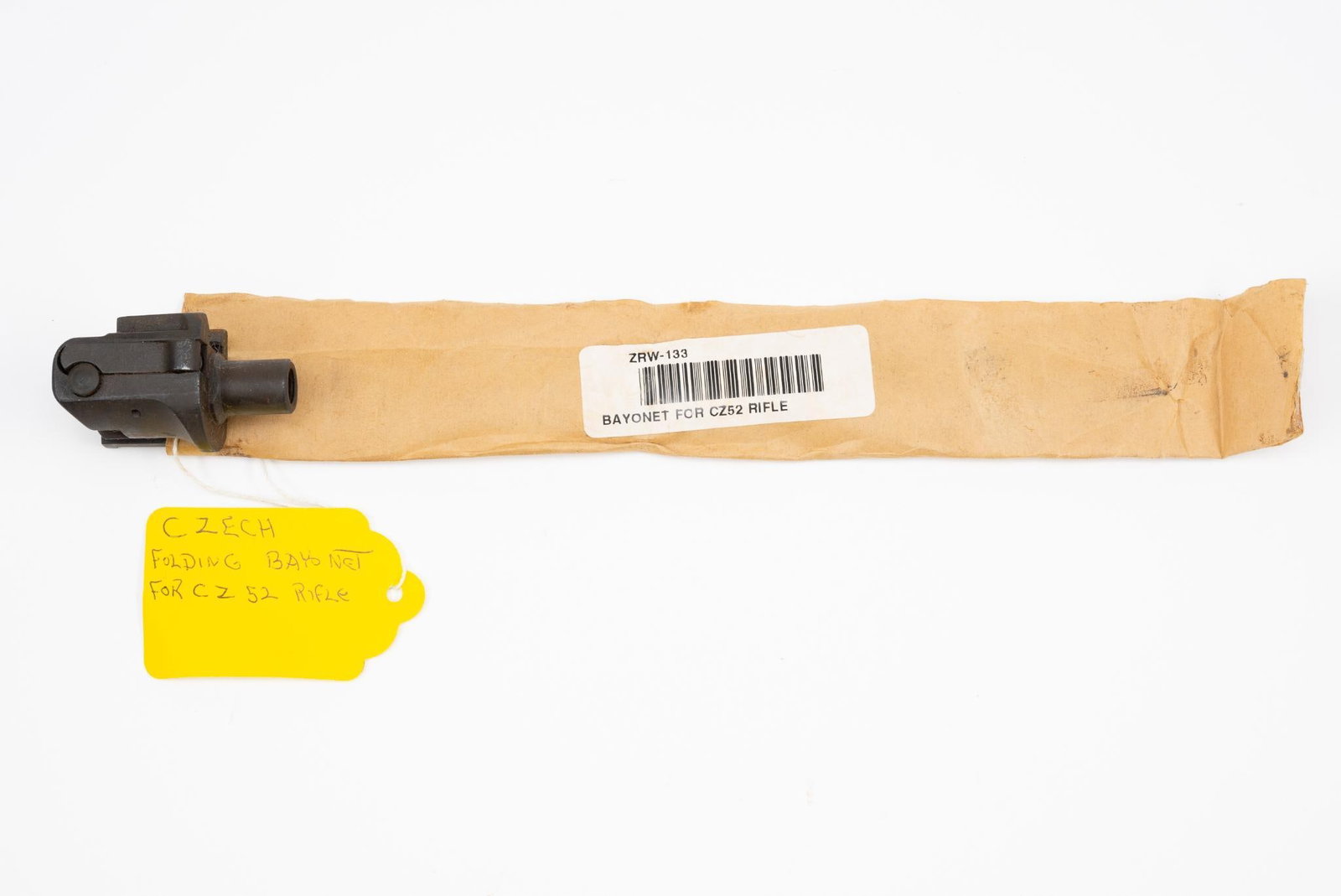 Czech Folding Bayonet: NOT ELIGIBLE FOR IN-HOUSE SHIPPING OUTSIDE THE UNITED STATES. For CZ 52 rifle. 12-3/4" long.
