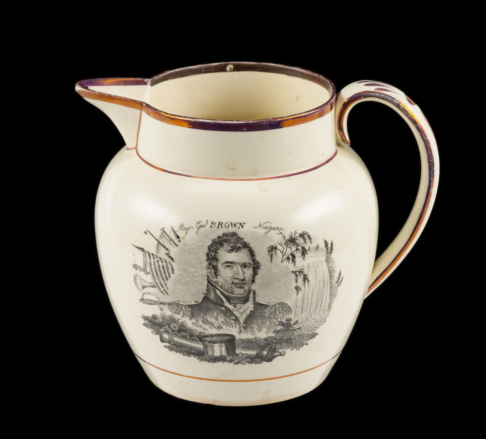 Lustreware Pitcher Commemorative of Major General Brown (War of 1812) (1 of 3)
