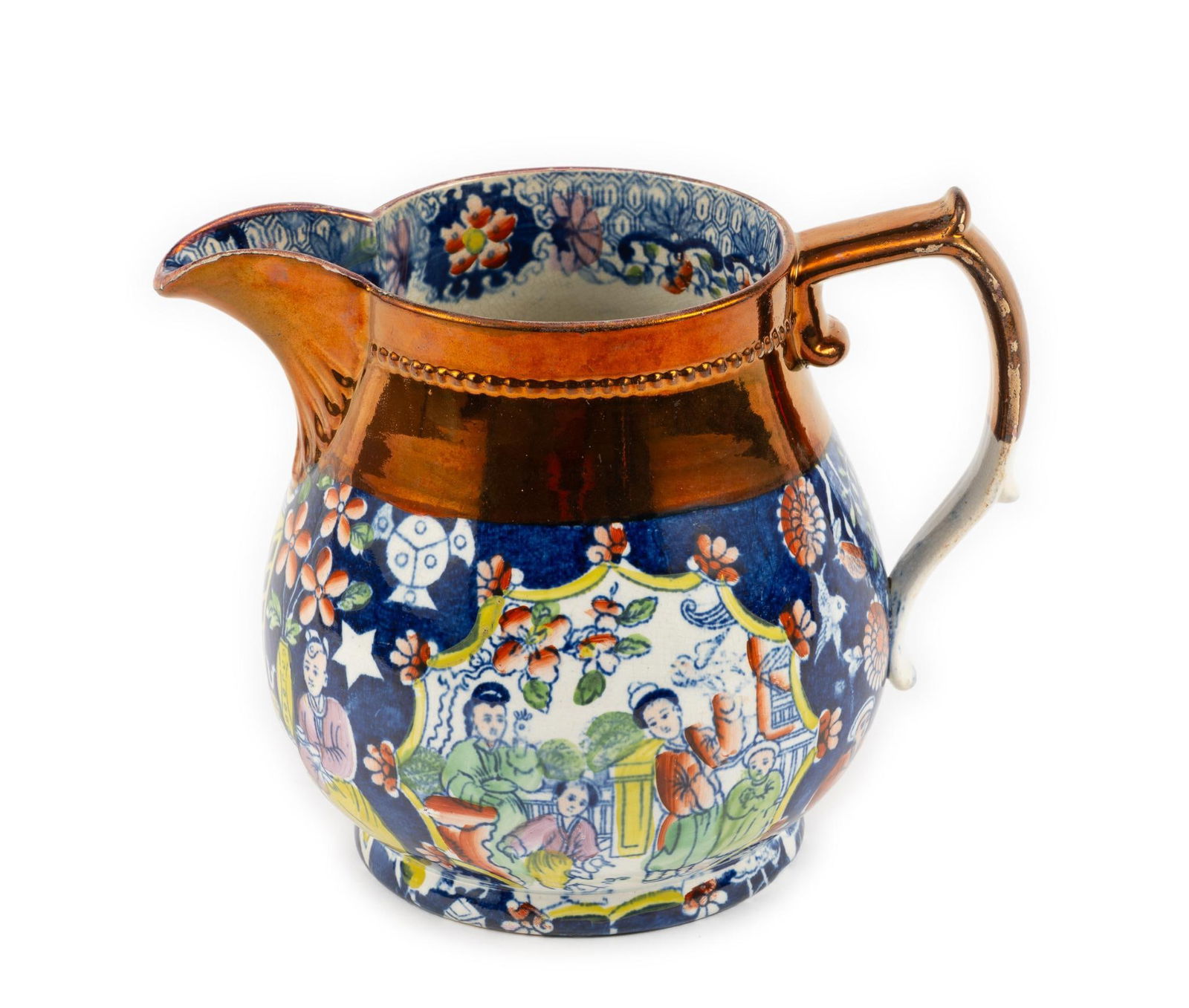 Lustreware Chinoiserie Pticher, c. 1810-20, Attributed to Enoch Wood (1 of 5)