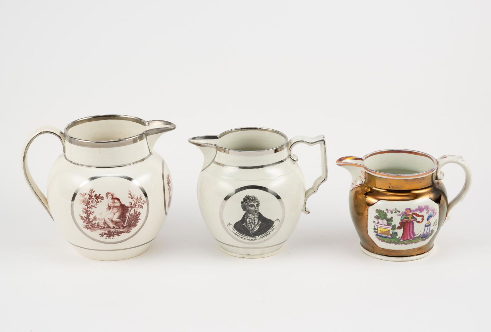 (3) Religious and Commemorative Lustreware Pitchers (1 of 7)