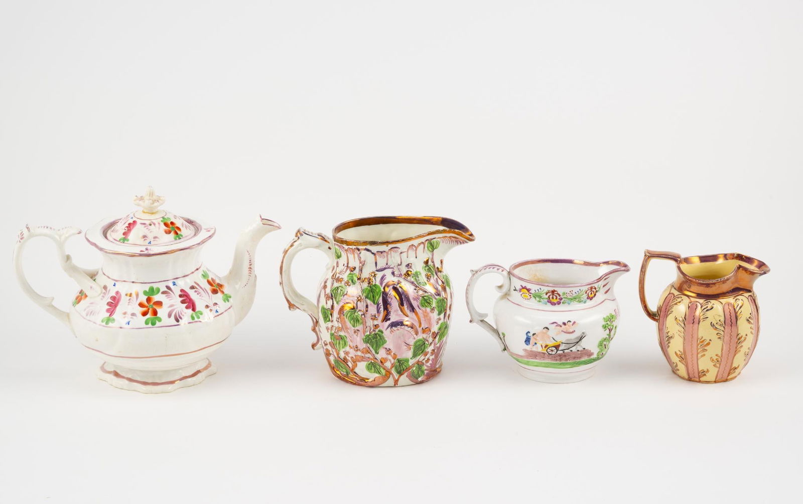 (4) Early Lustreware Pitchers Incl Teapot (1 of 5)