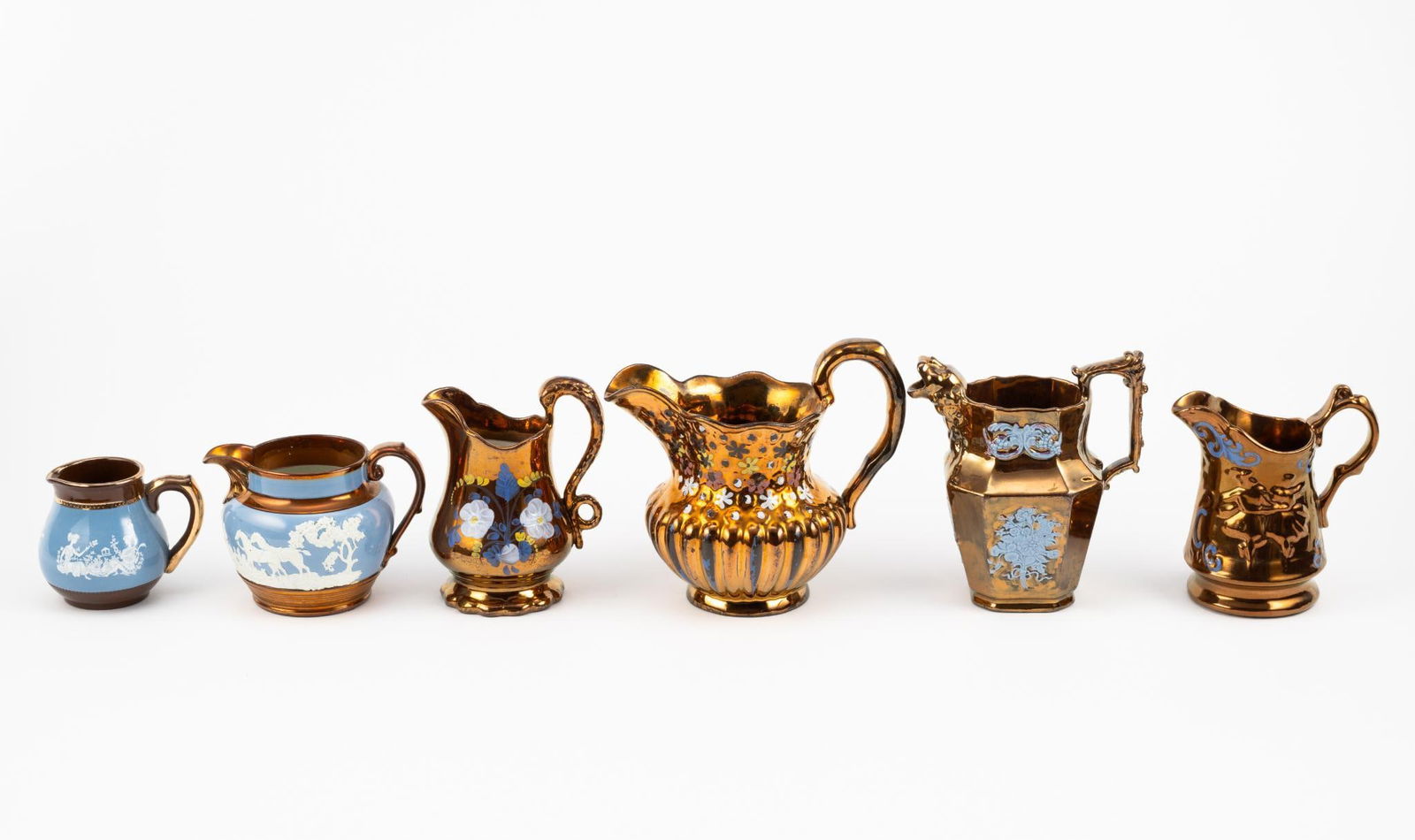 (6) Pieces of Lustreware Light Blue Pitchers (1 of 7)