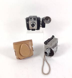 3 Antique Cameras: Includes Brownie Twin 20; Revere Eight; and Bosley Model C. 5" to 6" wide x 4-1/4" high.