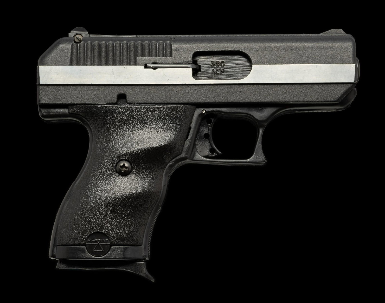 Hi Point Model CF380 Semi Auto Pistol, Caliber .380ACP: Serial Number: P859540 Design: The Hi Point model CF380 is an affordable semi auto pistol with a 3 1/2" barrel in caliber .380ACP. This piece is marked on the side of the slide "Hi Point Firearms/Beem