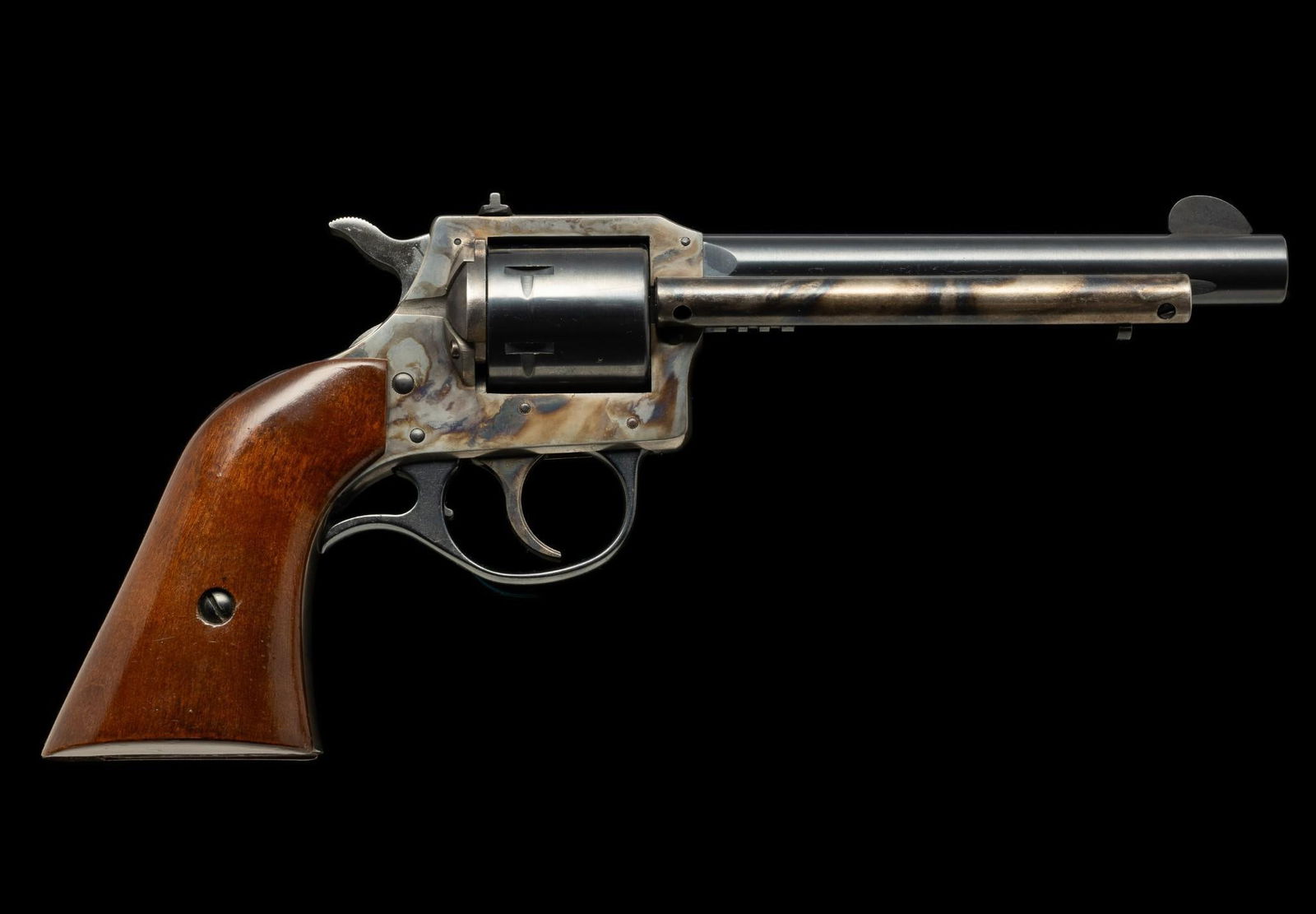 H & R Model 676 Double Action Revolver, Caliber .22/.22WMR: Serial Number: AS9072 Design: This Harrington & Richardson Model 676 double action revolver has a 5 1/2" barrel and comes with two cylinders--one chambered for standard .22 cartridges and the other ch
