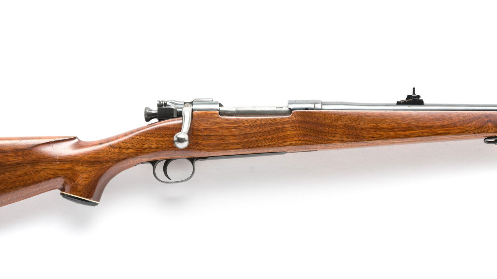 Sporterized Springfield M1903 Bolt Action Rifle, Caliber .30-06.: Serial Number: 780249 Design: Here is a sporterized Springfield M1903 rifle with a 22" barrel in caliber .30-06. All metal has been reblued and the bolt has been polished. A neatly fitted ramp front s