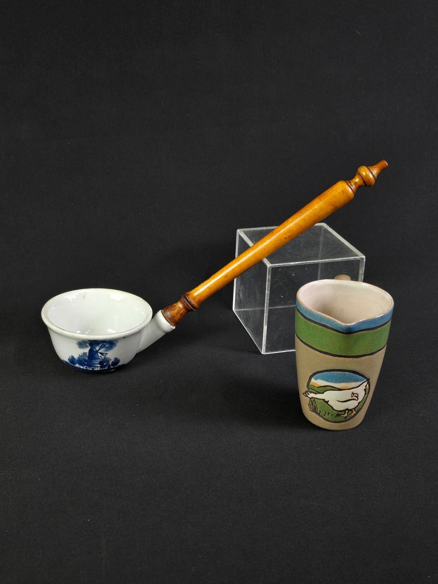 Delft Style Ladle with Wood Handle and Goose Ceramic Pitcher (1 of 4)