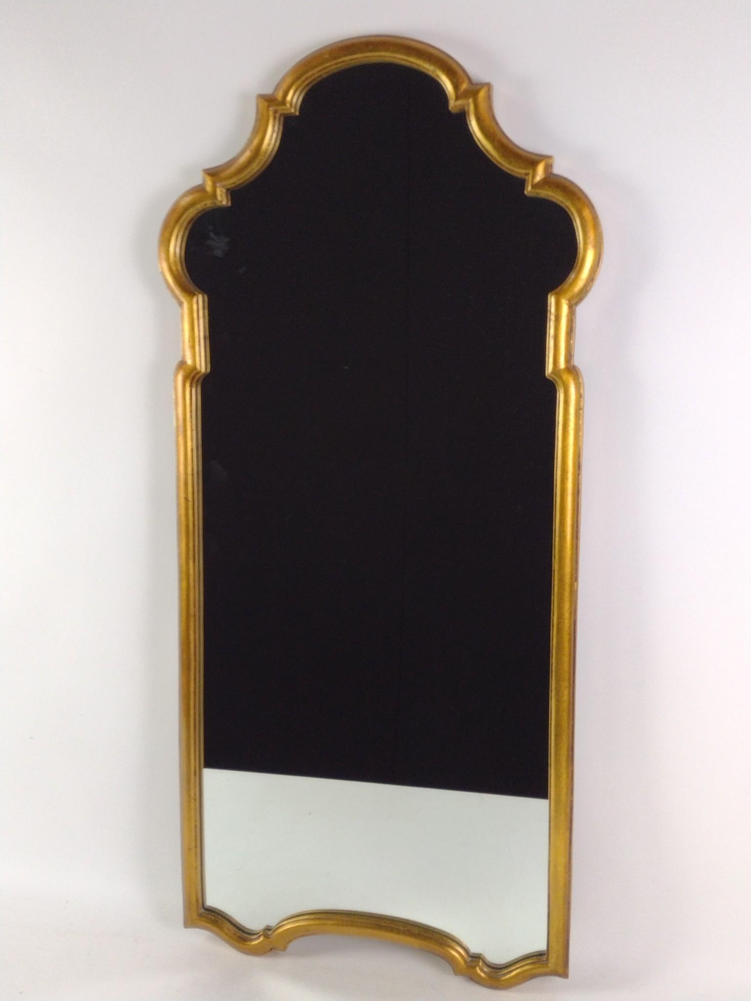 Gilt Wall Mirror: NOT ELIGIBLE FOR IN-HOUSE SHIPPING. Overall with frame: 46-1/2" high x 21-1/2" wide.
