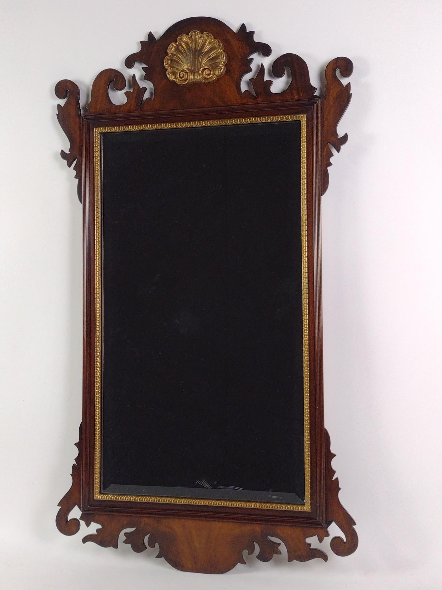 Virginia Galleries Mahogany Wall Mirror with Gilt Shell (1 of 3)