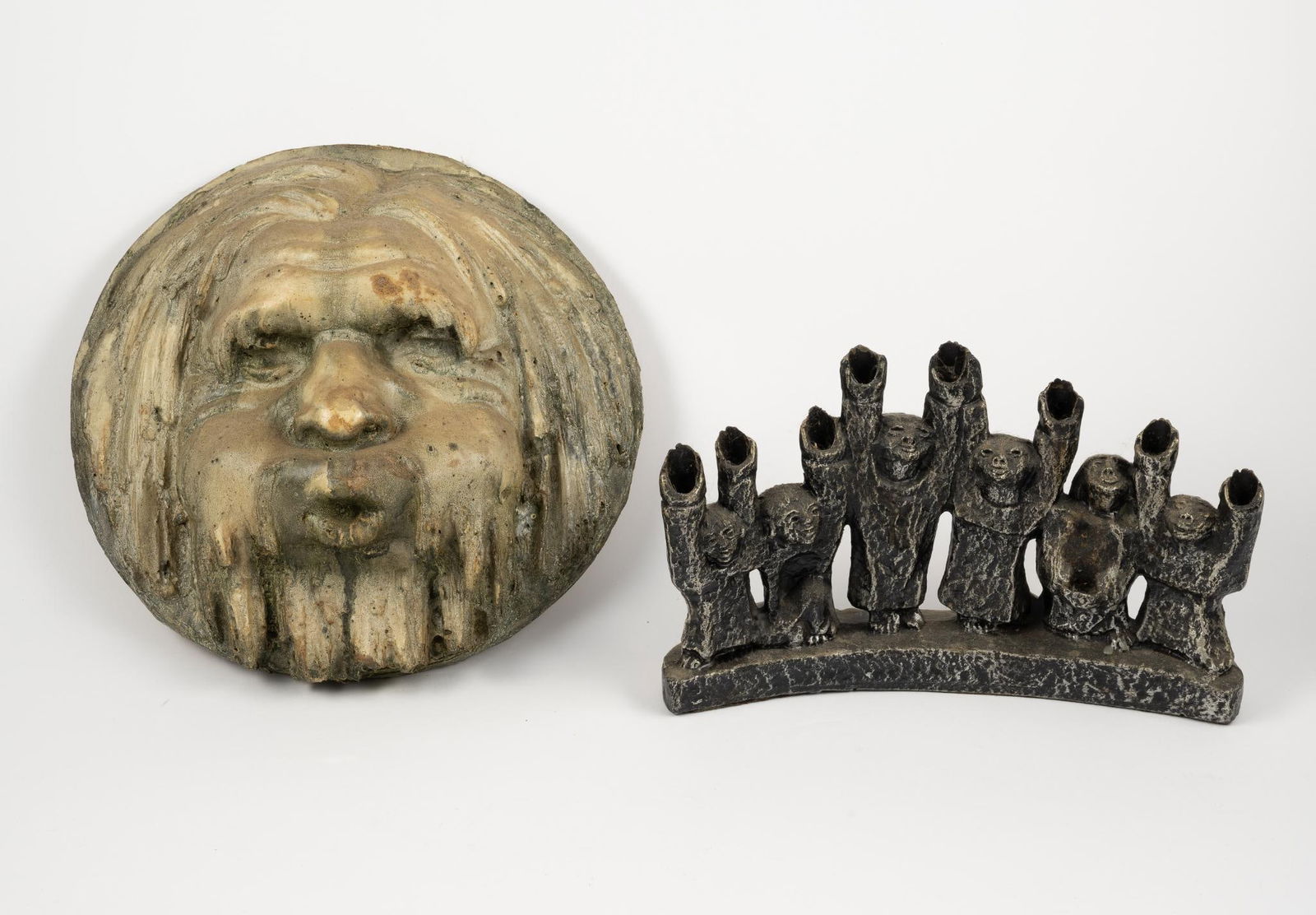 Old Man Winter Plaque and Brutalist Menorah by Ellen Lord (1 of 5)