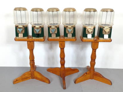 6 Silent Salesforce Gumball Machines: NOT ELIGIBLE FOR IN-HOUSE SHIPPING. Each 16" wide X 7" deep X 42-1/2" high.