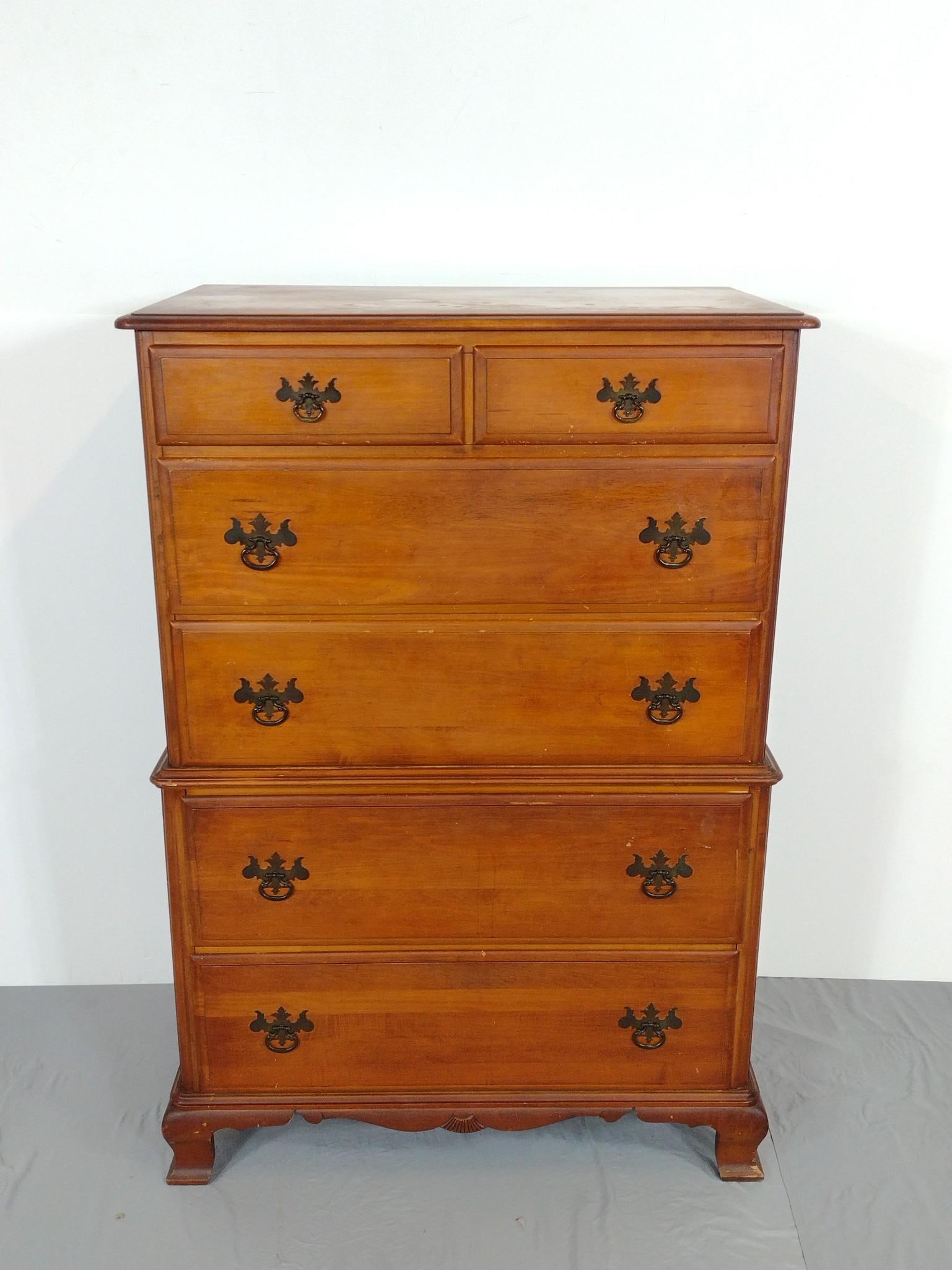 Kling Tall Chest: NOT ELIGIBLE FOR IN-HOUSE SHIPPING. 34" wide X 20" deep X 51" high. Has scratches and areas of finish loss.