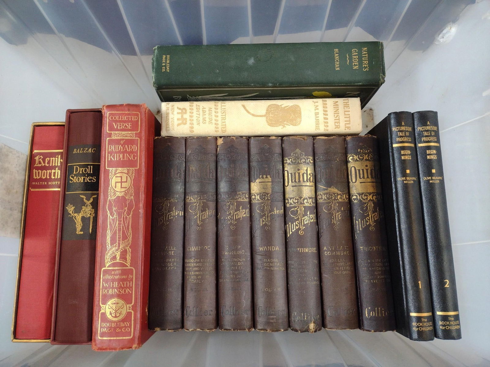 Lot Of Books Incl Moby Dick: NOT ELIGIBLE FOR IN-HOUSE SHIPPING. Also includes Droll Stories, Ouida Illustrated and more.