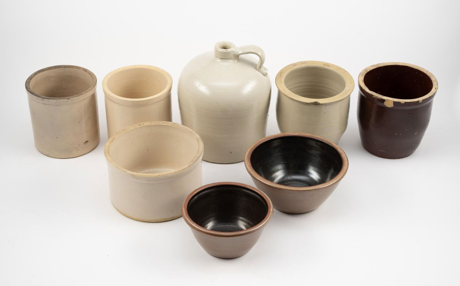 8 Pcs Stoneware incl Wisconsin Pottery (1 of 9)