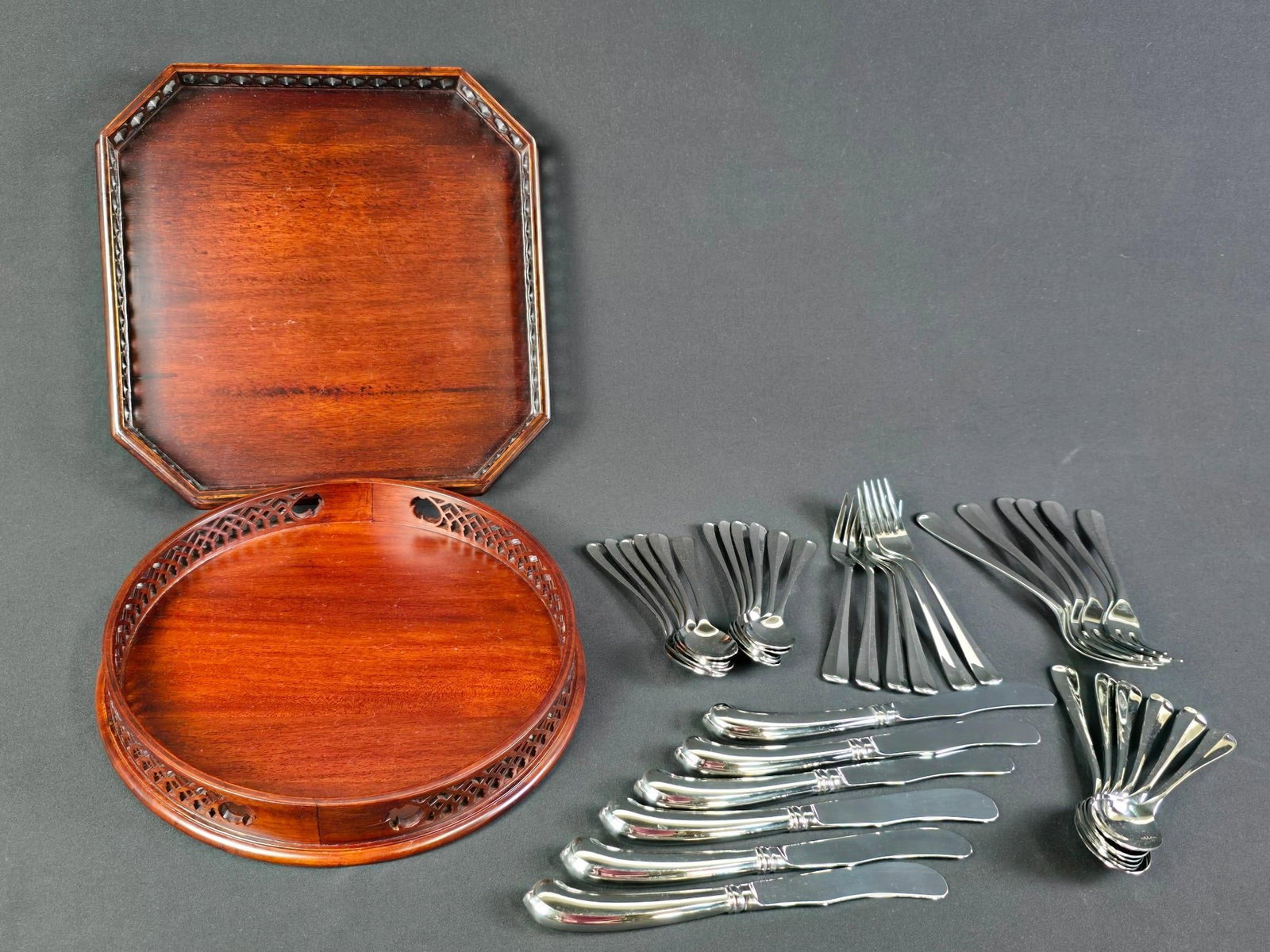 36 Pcs Gorham Flatware and 2 Wood Trays (1 of 3)