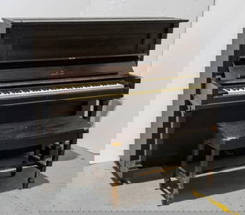 Steinway and Sons Upright Piano with Bench: NOT ELIGIBLE FOR IN-HOUSE SHIPPING. Serial number V227480.
