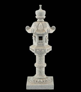 Stone Japanese Garden Lantern: DESCRIPTION: Stone carved Japanese garden lantern. MEASUREMENT: 5" wide x 13-1/2" high.