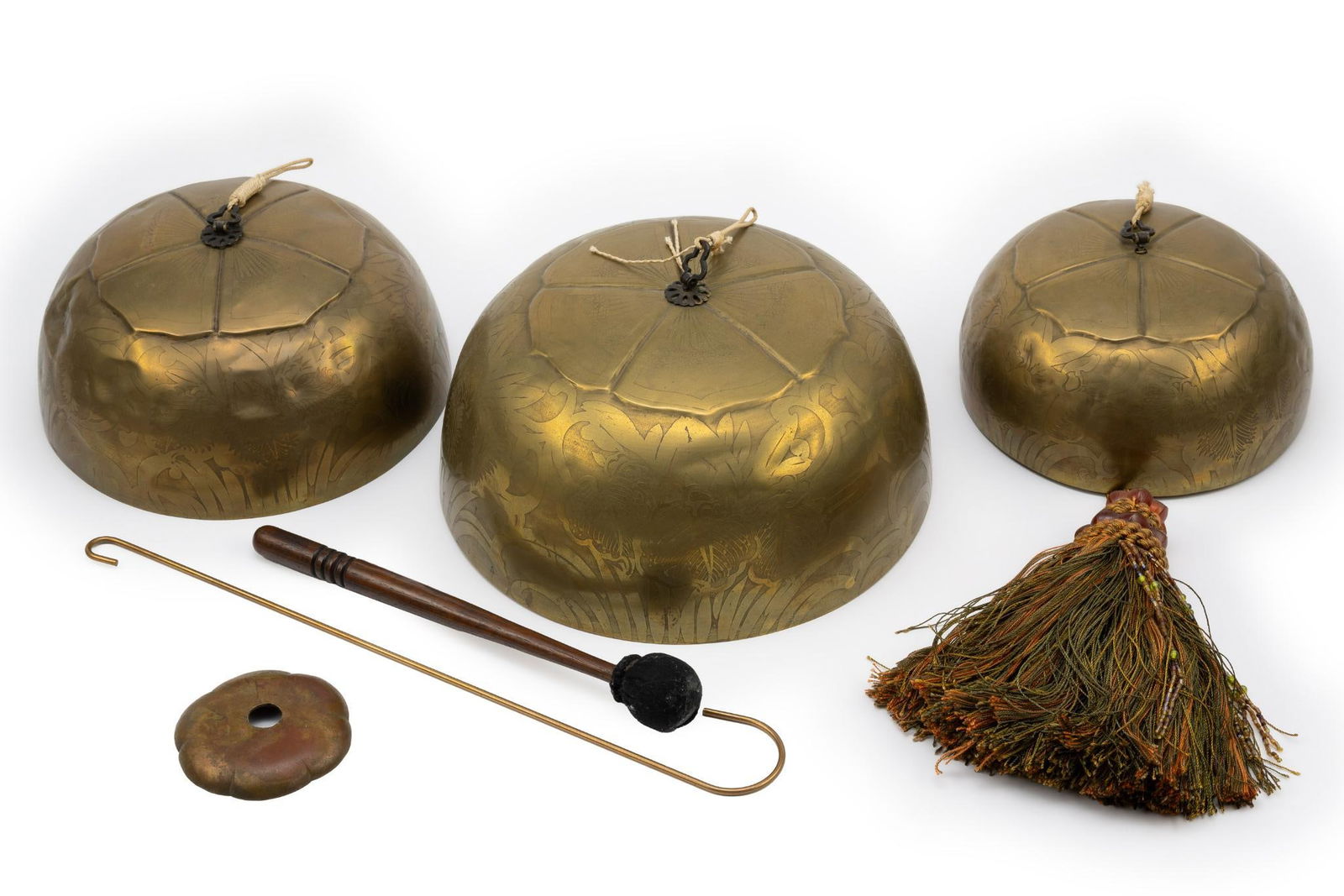 3 Chinese Brass Hanging Bells (1 of 8)