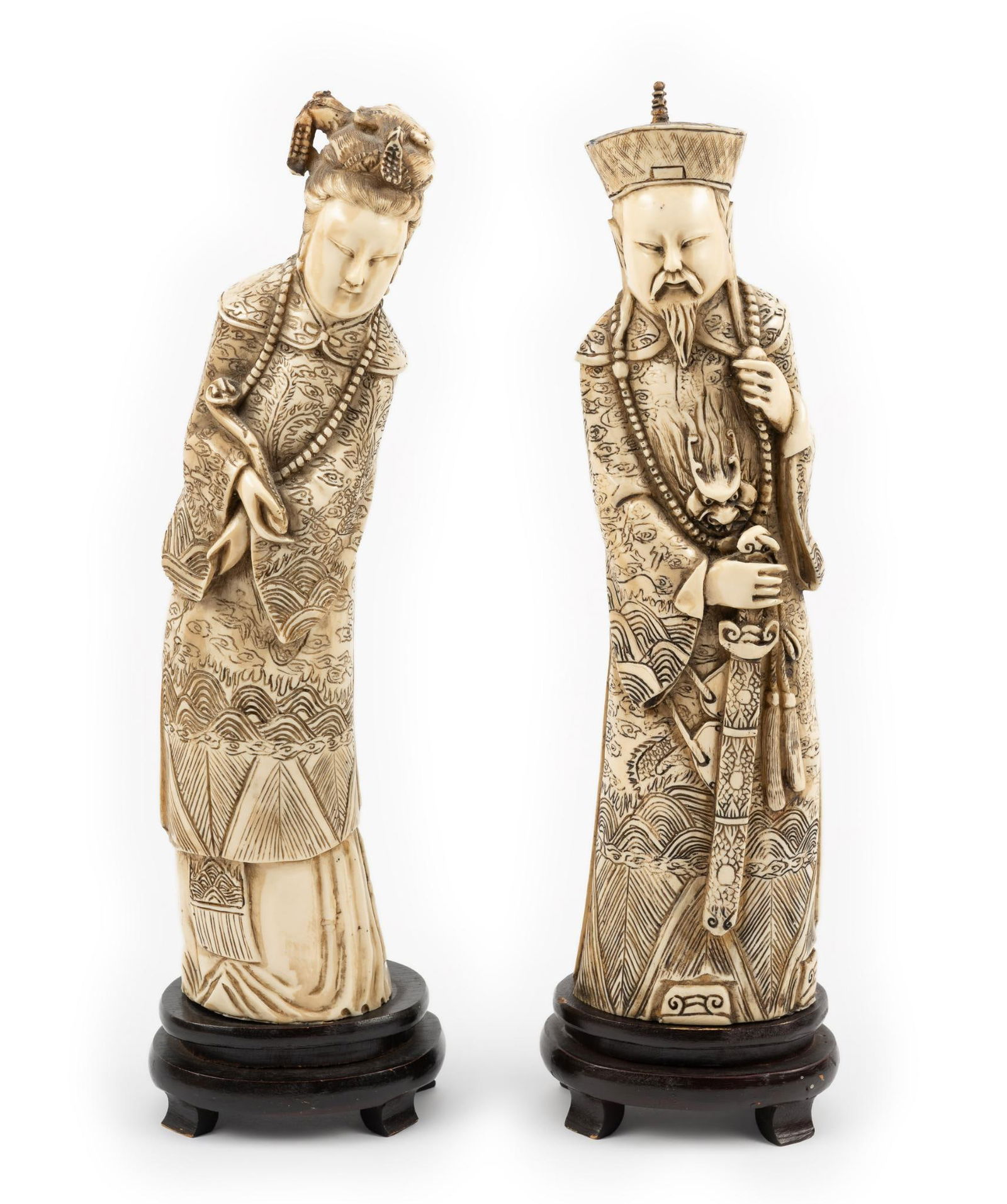 2 Carved Resin Asian Figurines (1 of 3)