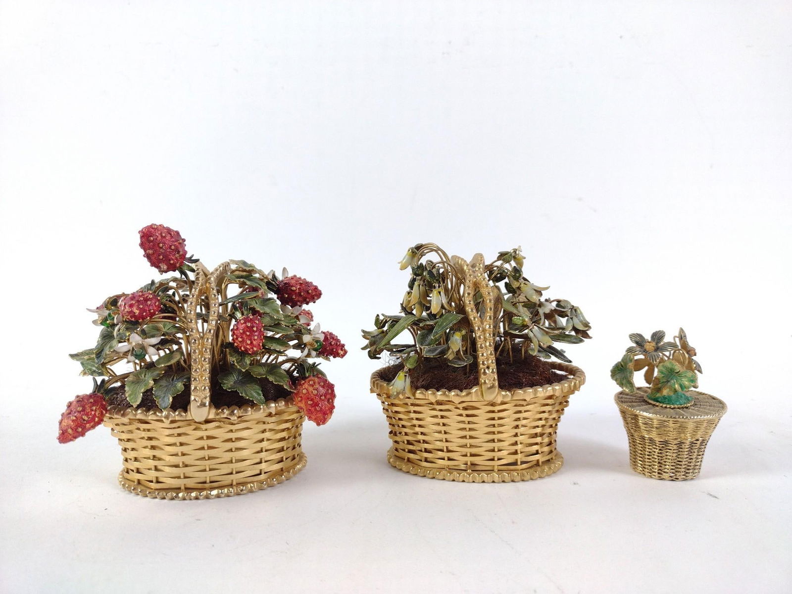 3 Attributed Gorham Enameled Flower / Berry Baskets (1 of 7)