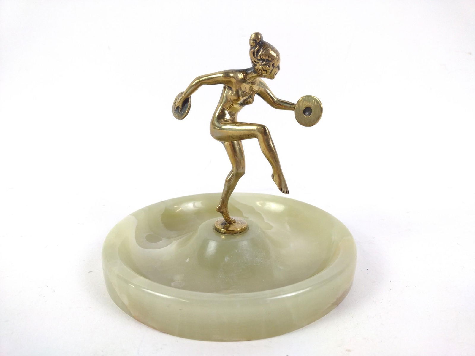 Art Deco Bronze Figural Ashtray on Hardstone Base (1 of 5)