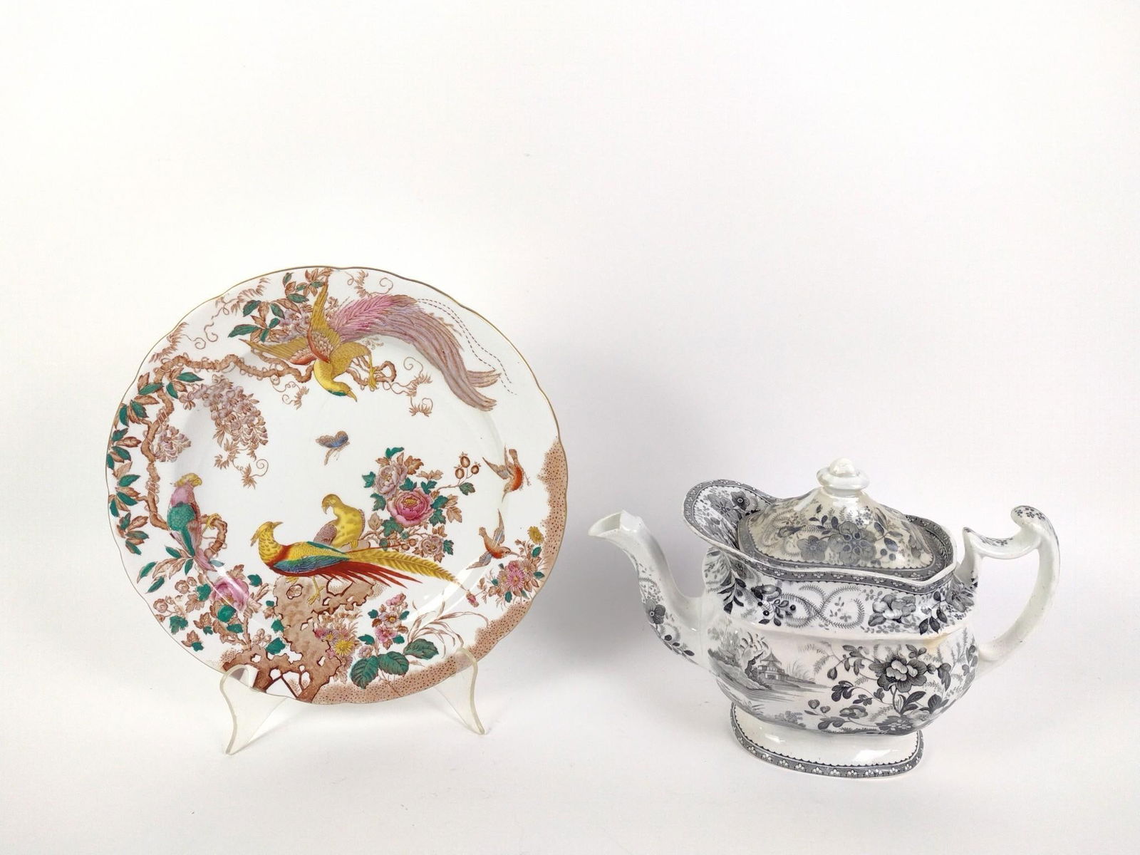 2 Pcs Transferware Incl Royal Crown Derby Plate (1 of 7)