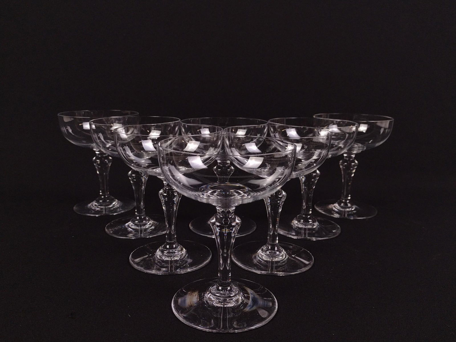 8 Baccarat Champagne Glasses: Each 4" diameter X 4-3/4" high.
