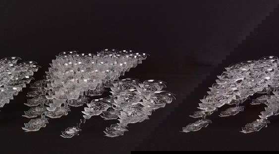 36 Rock Crystal Stemware: 3-1/4" to 6-1/4" high.