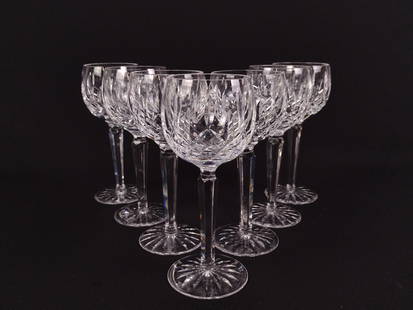 7 Pcs Waterford Stemware: 3-1/4" diameter X 7-1/2" high.