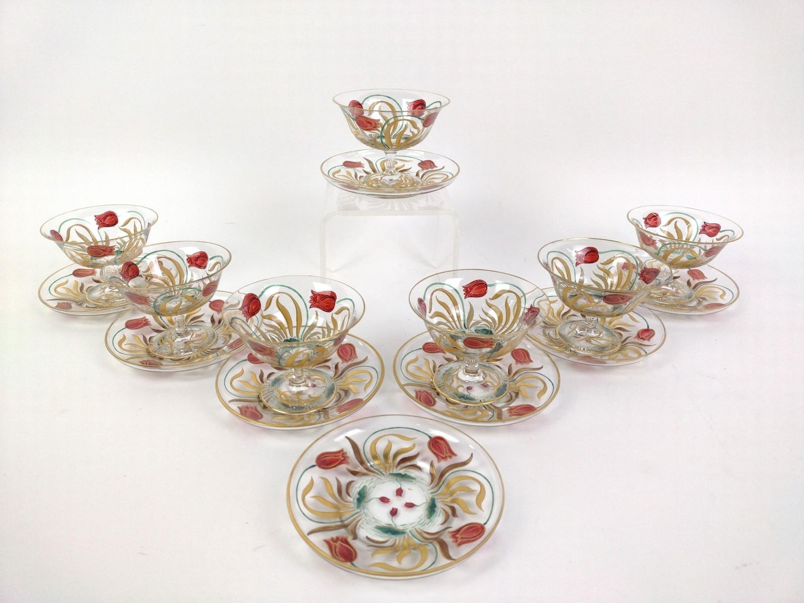 15 Pcs Floral Hand Painted Glassware (1 of 3)