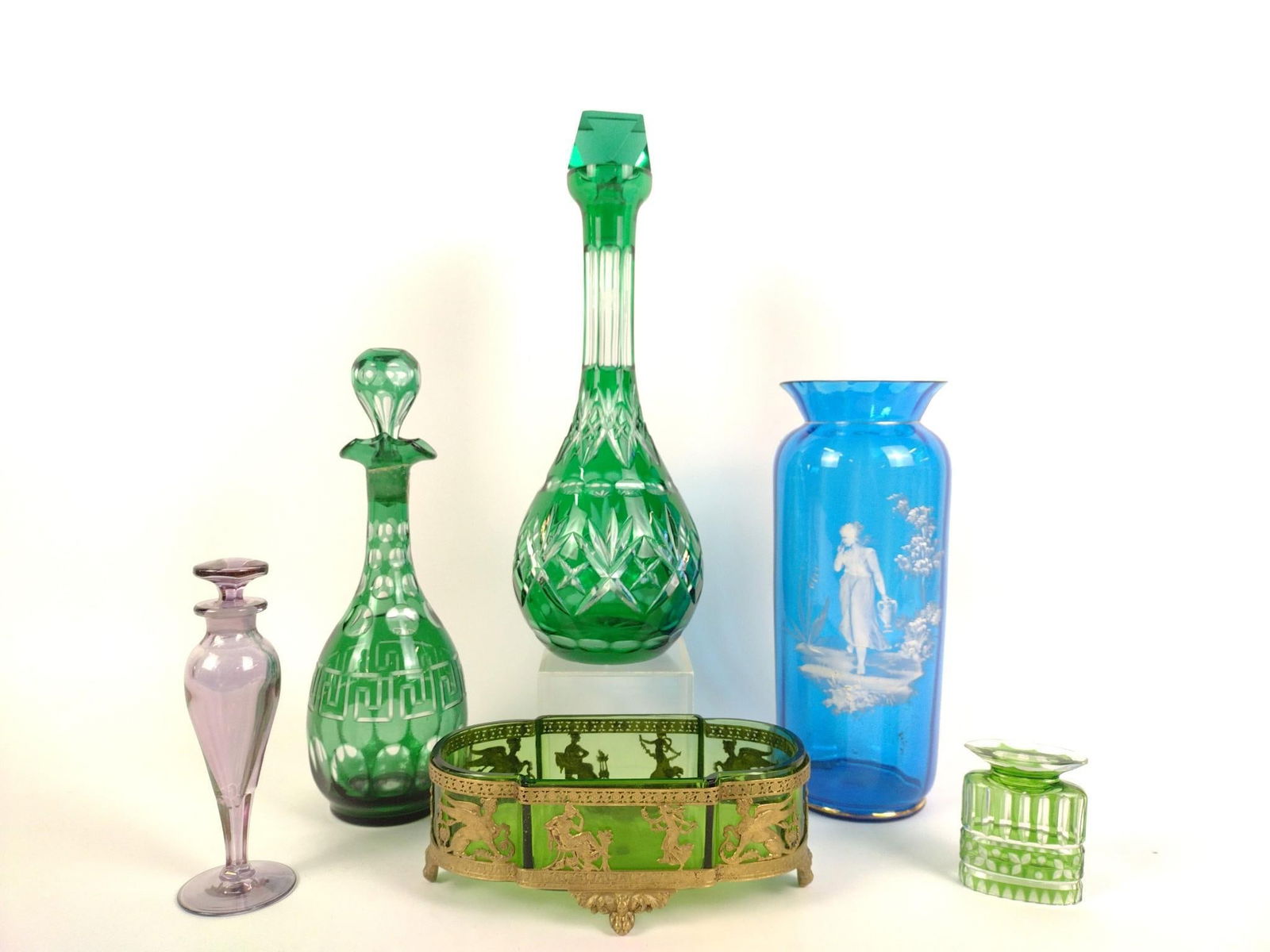 6 Pcs Colored Glass Incl Mary Gregory and Bohemian (1 of 4)