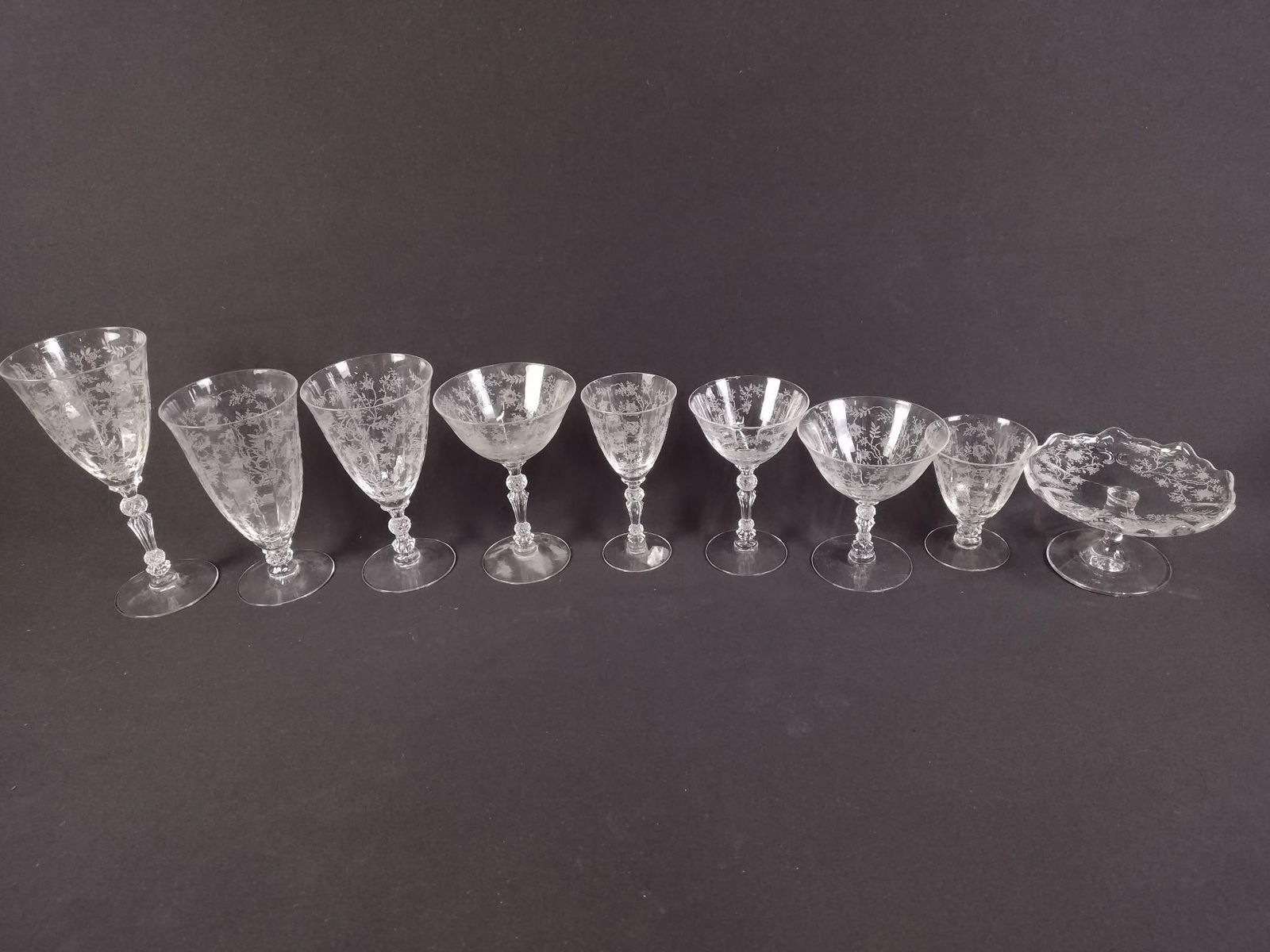 49 Pcs Fostoria "Chintz" Etched Glassware (1 of 10)