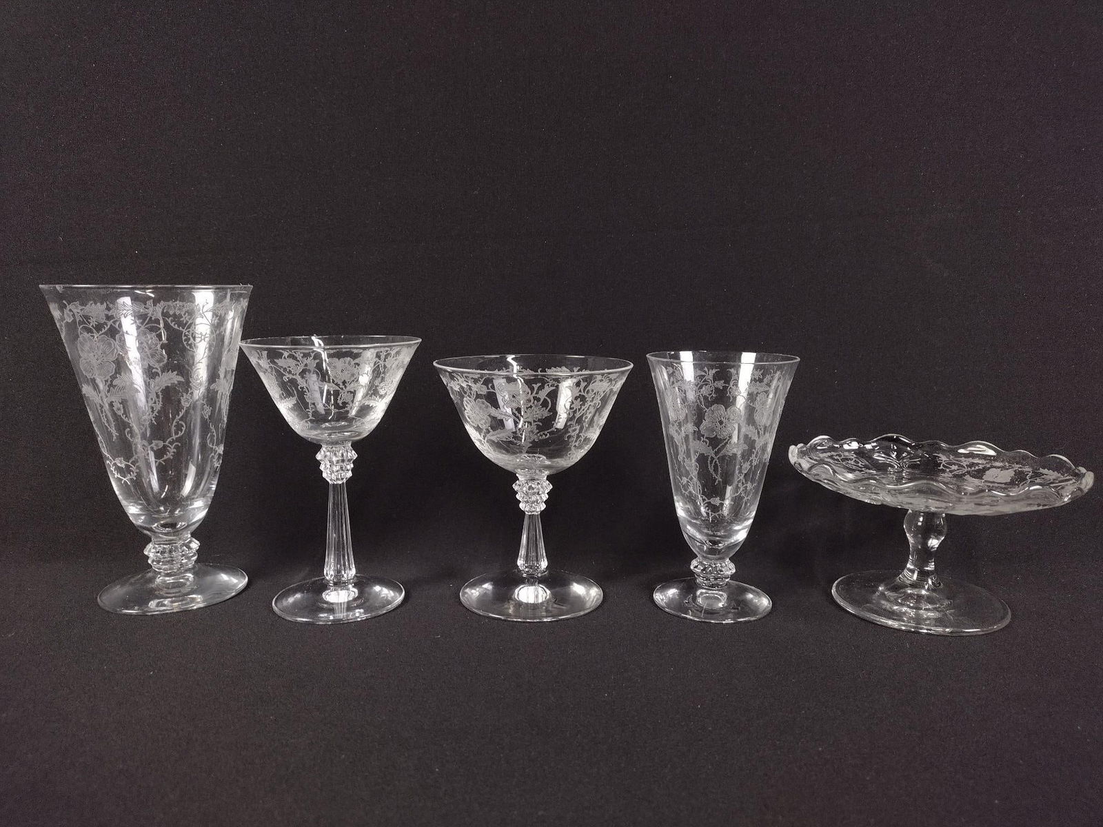 34 Pcs Fostoria "Shirley" Etched Glassware (1 of 7)