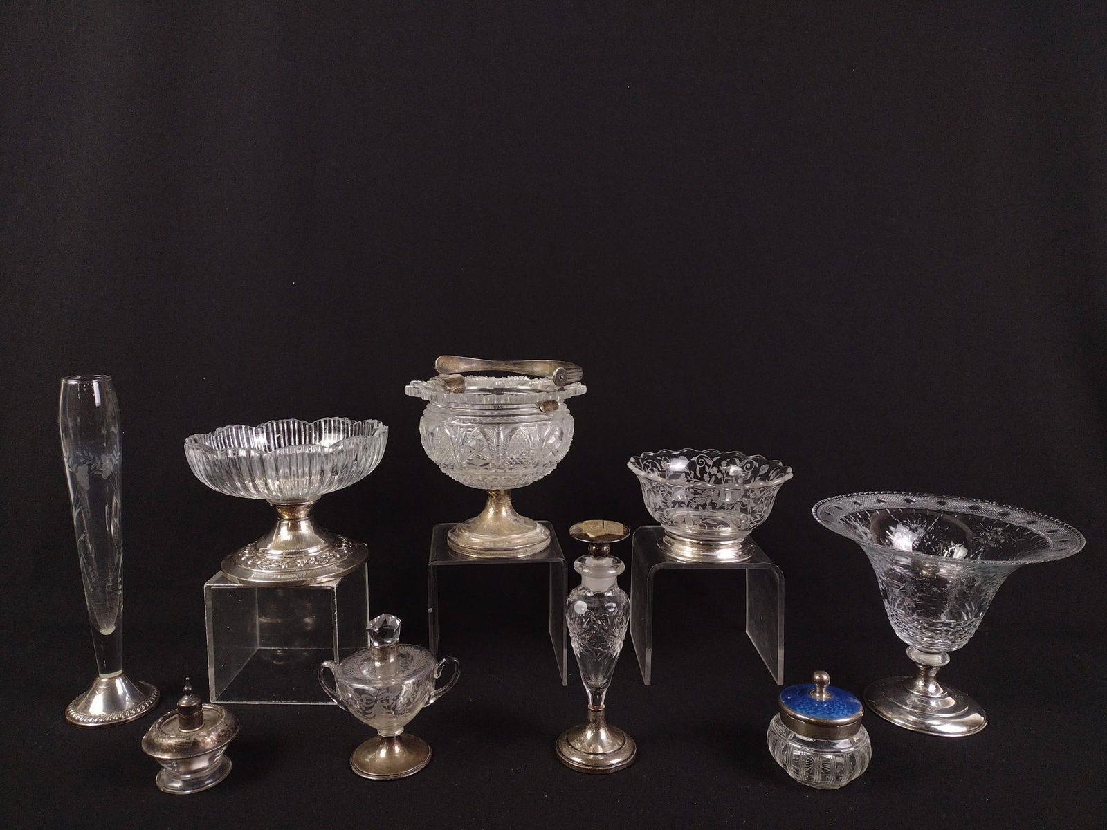 9 Weighted Sterling Base Glass Items Incl Hawk (1 of 8)