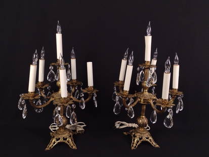 Pair Of Candelabras: NOT ELIGIBLE FOR IN-HOUSE SHIPPING. 12" diameter X 19" high.