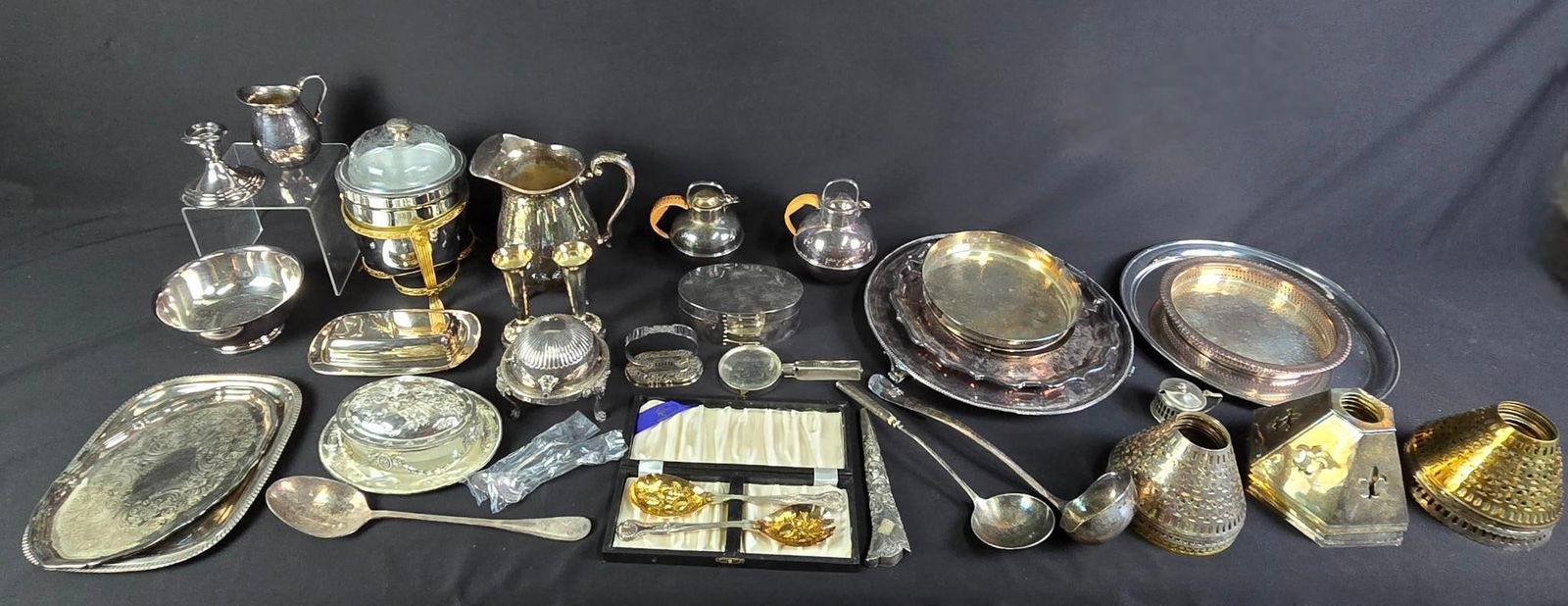 Large Grouping Silverplate incl Lamp Shades (1 of 9)