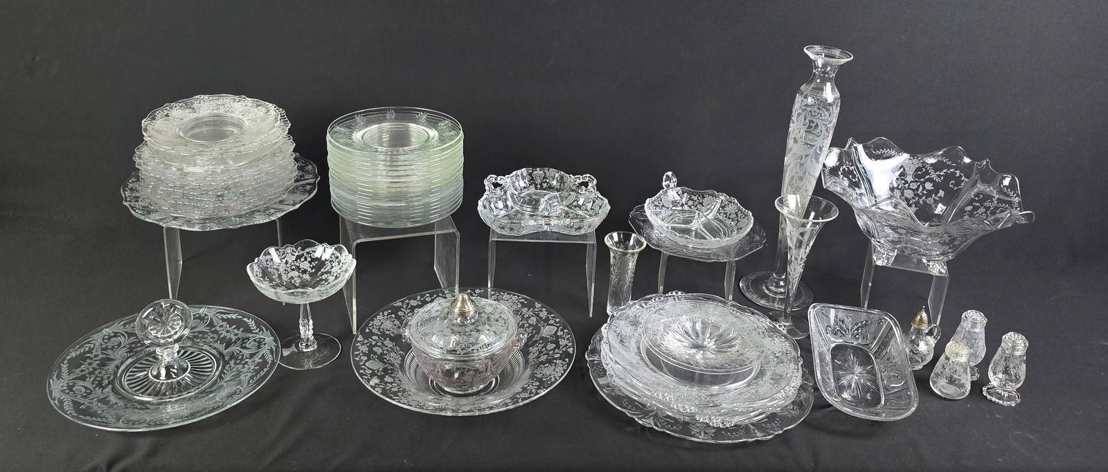 Large Grouping Vintage Glassware incl Etched (1 of 8)