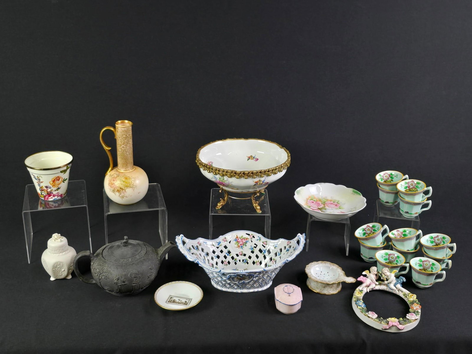 23 Ceramic incl Mackenzie Childs and Adams: 1" to 8-1/4" high. Some as is.