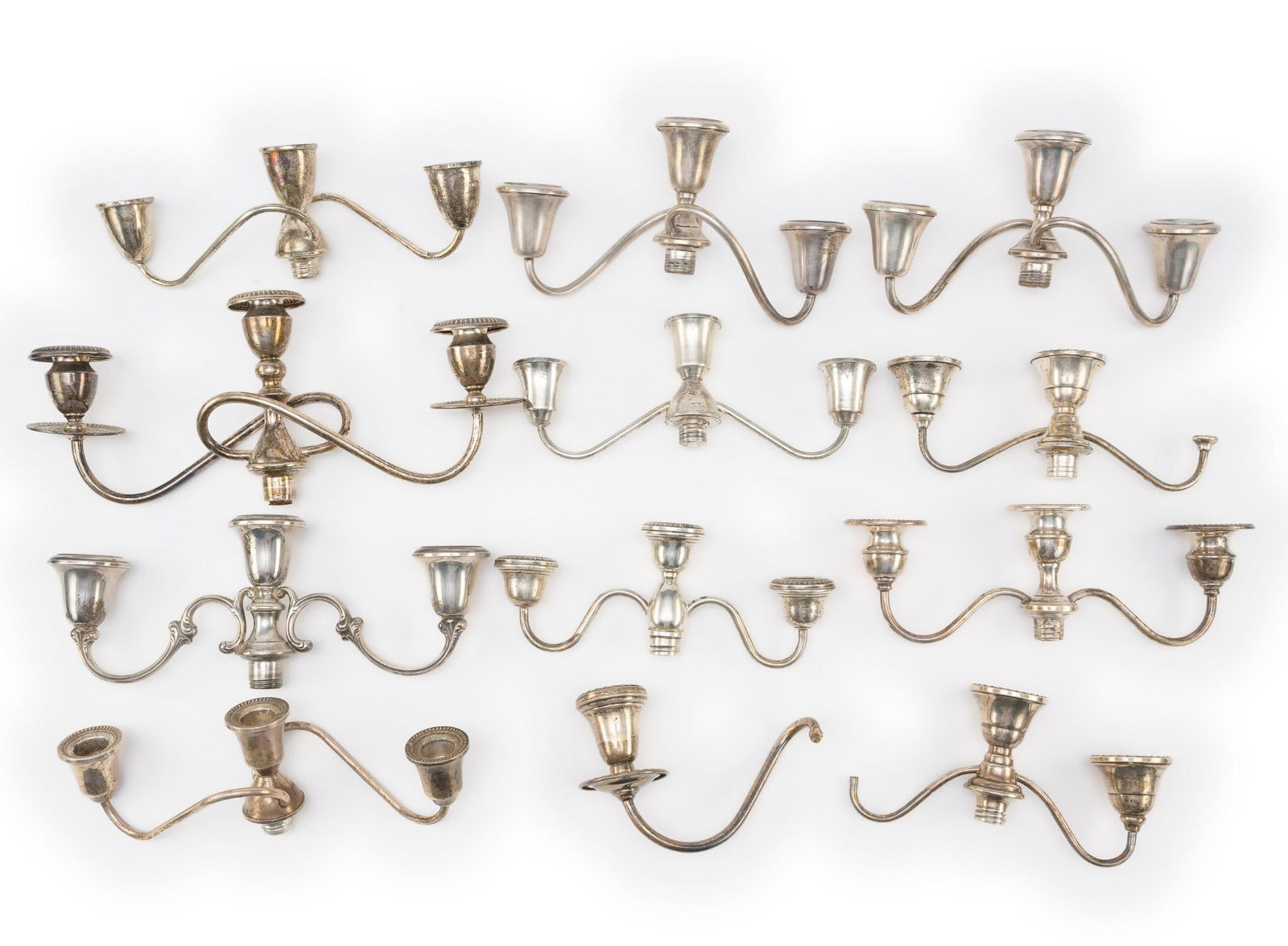 Sterling Silver Candelabra Section And Twelve Weighted Sterling Candelabra Sections (1 of 2)