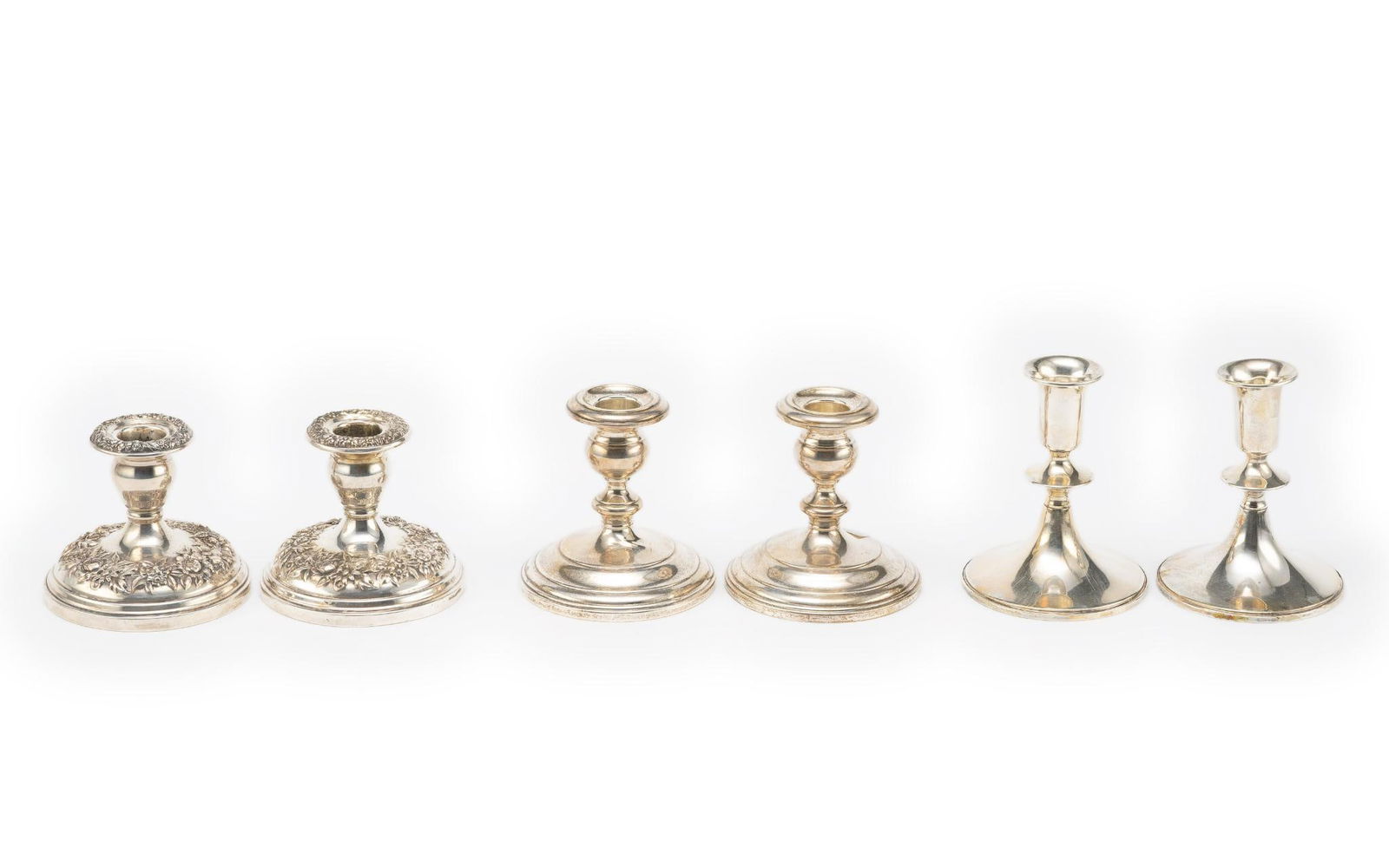 Three Pairs Of Weighted Sterling Silver Candle Holders (1 of 10)