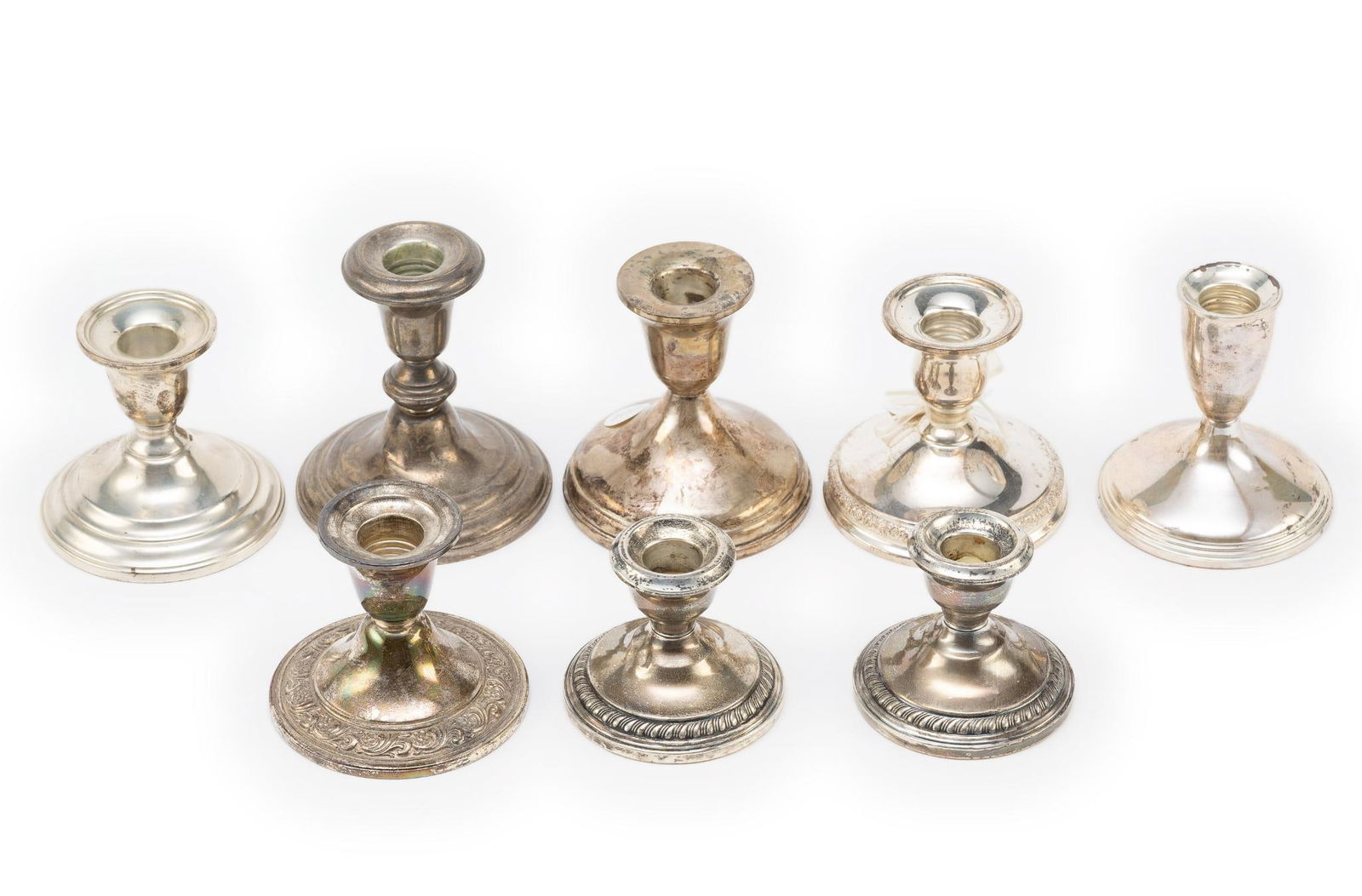 Eight Sterling Silver Weighted Candle Holders and Bases (1 of 5)