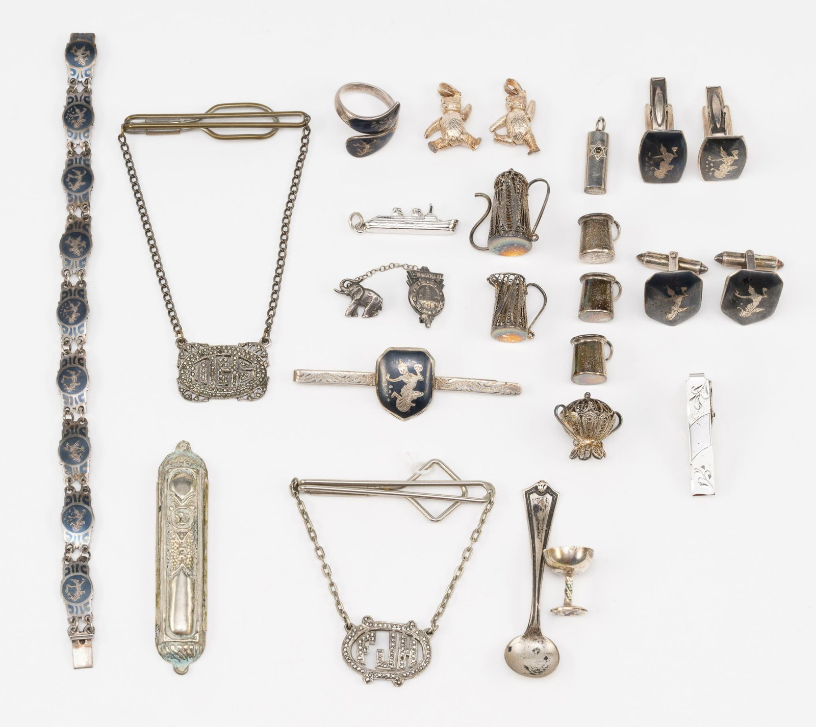 Jewelry & Miniatures incl. Sterling Silver: Bracelet 7-1/2" long.