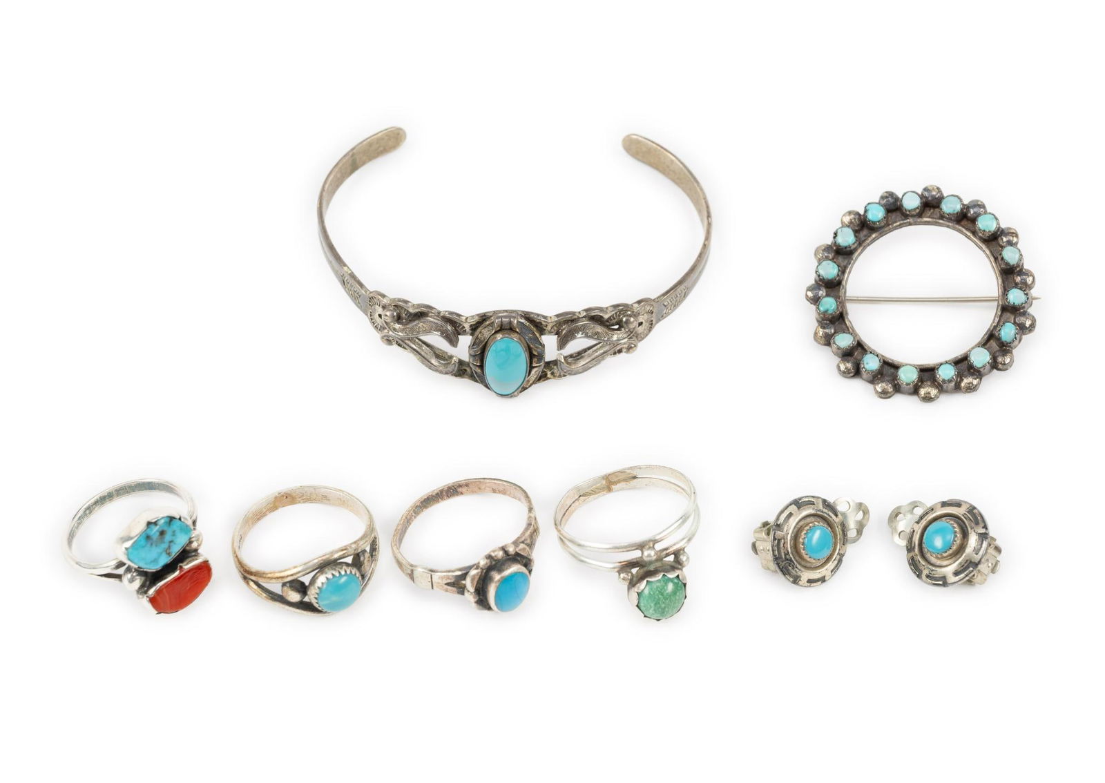 8 Pcs Native American Turquoise Jewelry (1 of 5)