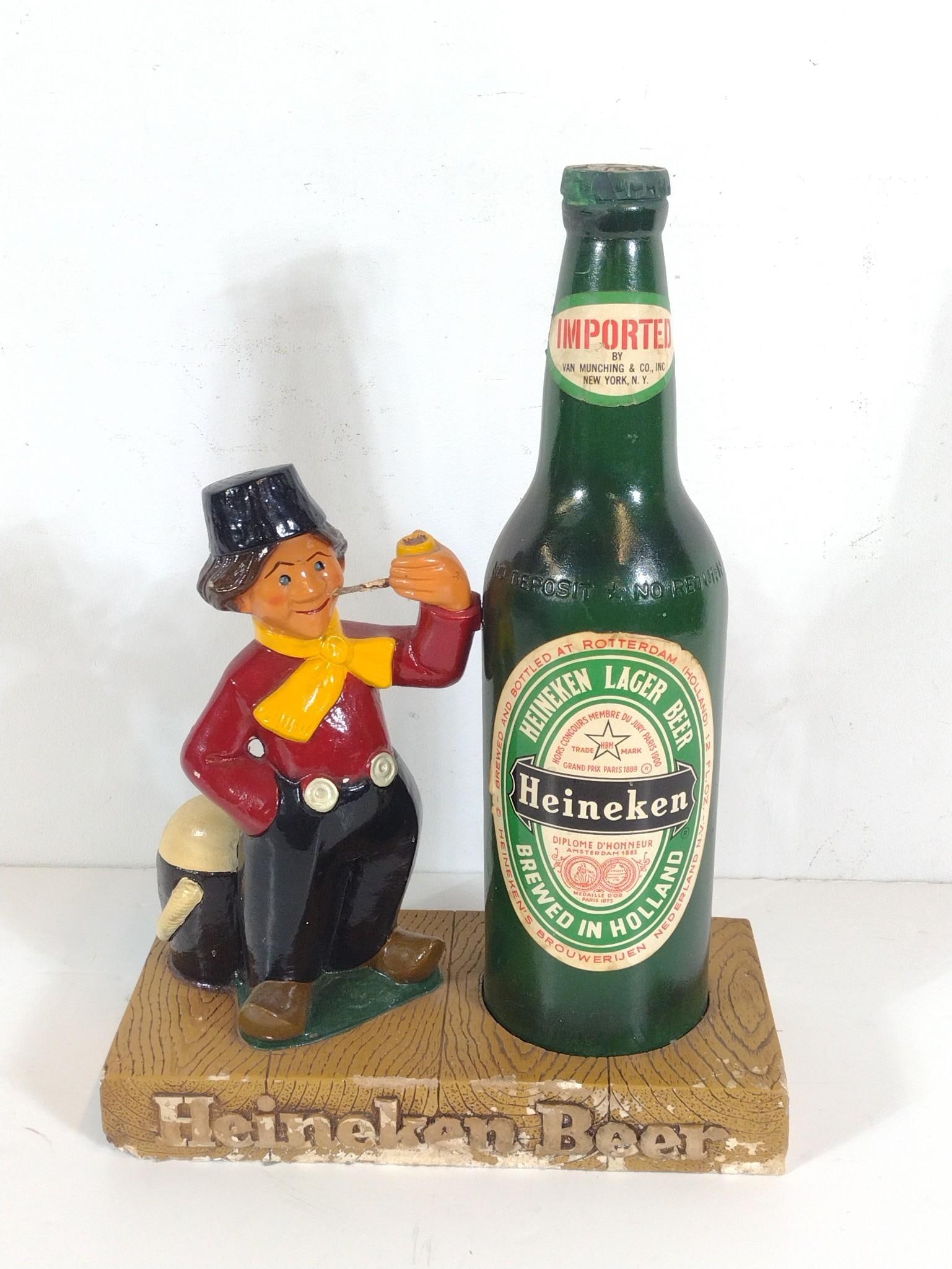 Vintage 1960s Heineken Beer Display Chalkware (1 of 6)